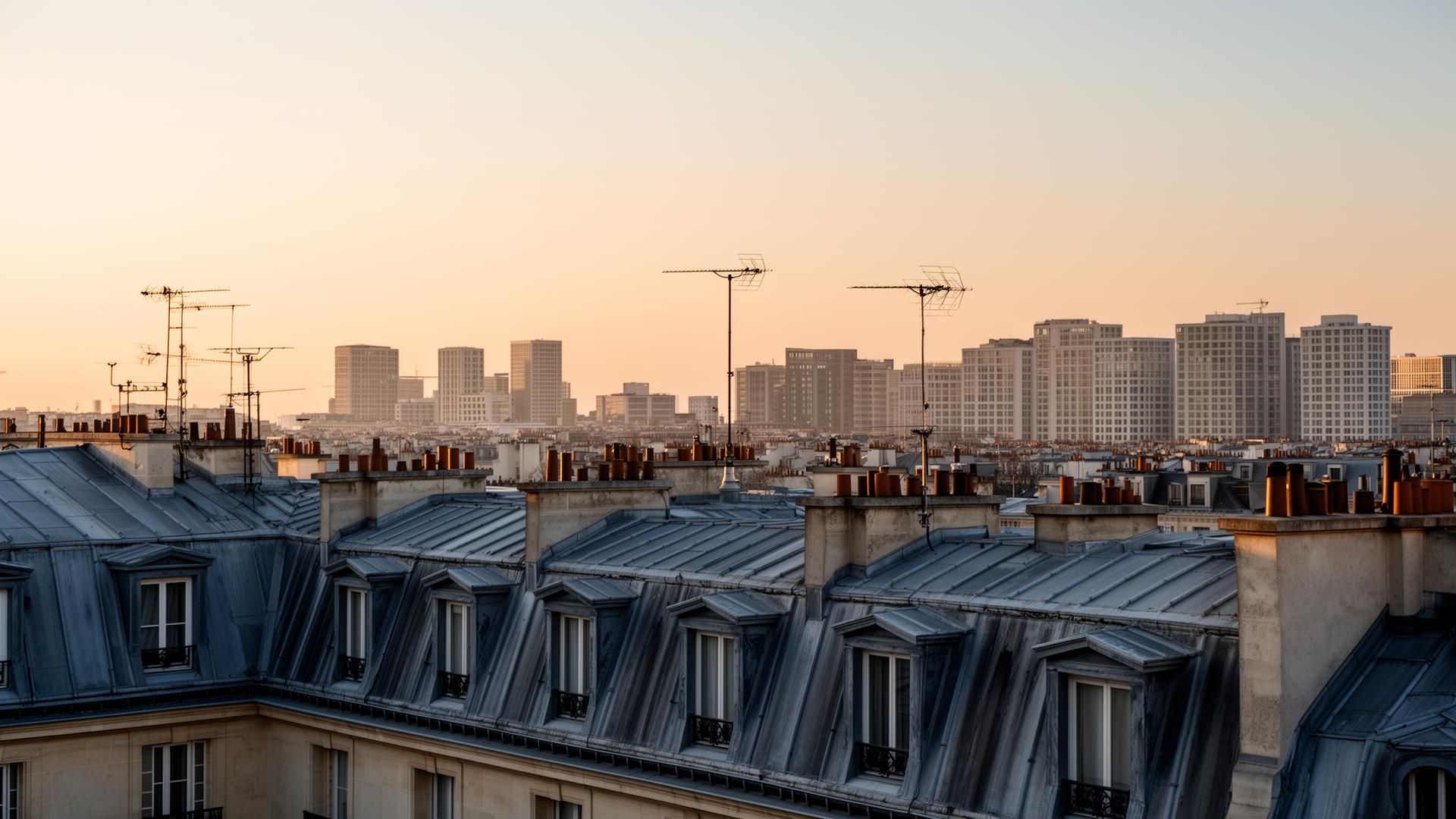 Toits de Paris au crépuscule - image d'illustration