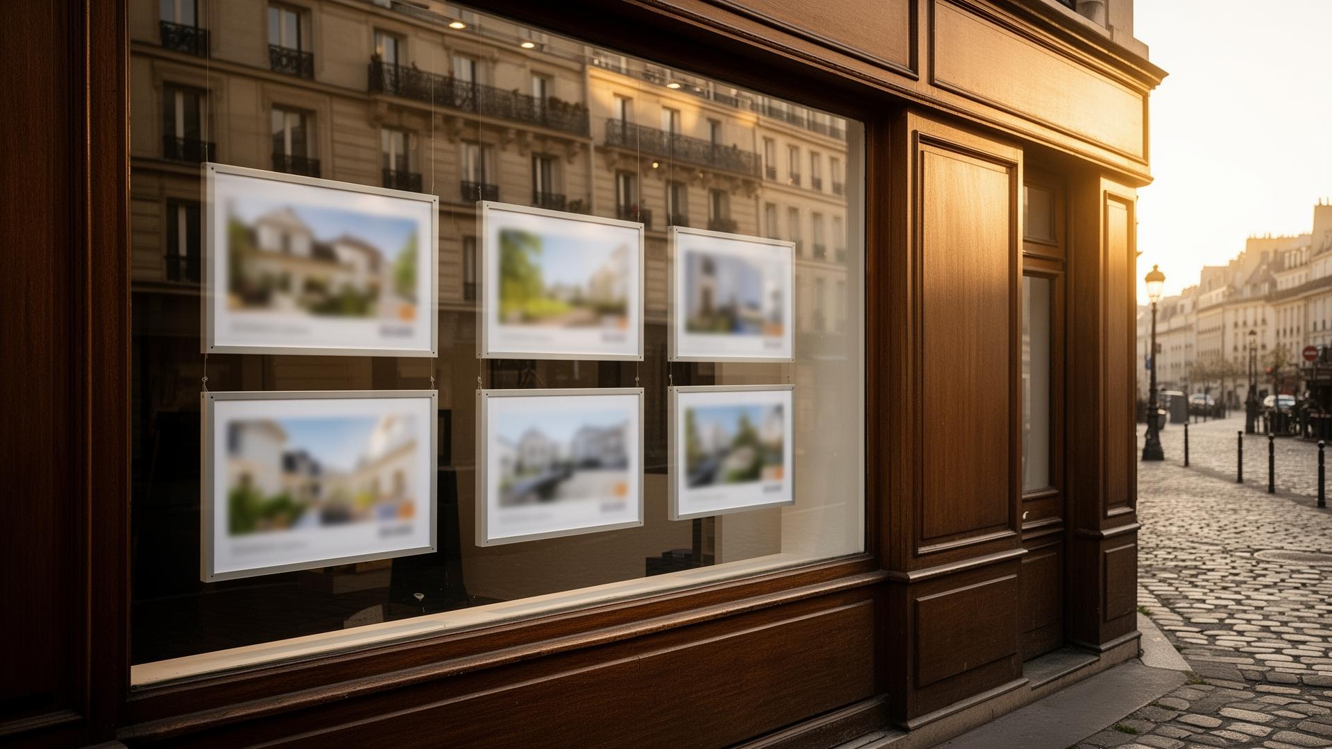 Vitrine d'agence immobilière - image d'illustration